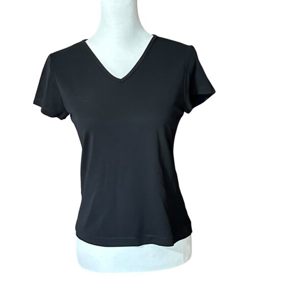 DKNY Black V-Neck Short Sleeves Staple Blouse Sz M - Picture 7 of 7